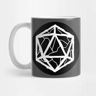 d20 white on black circle Mug